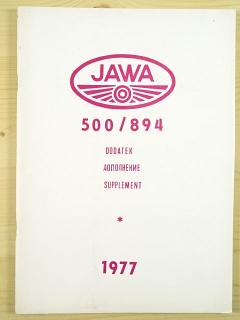 JAWA 500/894 - návod + seznam dílů - dodatek - 1977 - plochodrážní motocykl