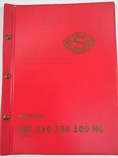 ESO MC 250, 350, 500 - motocross - terénní závodní motocykl - instrukční knížka - seznam náhradních součástí - 1963