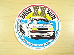 XX. Barum Rallye - Mezinárodní automobilová soutěž - ČSR - Zlín - 1990 - samolepka