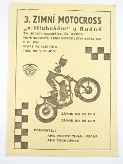 3. zimní motocross v Hlubokém u Roudné - 5. 3. 1967 - leták