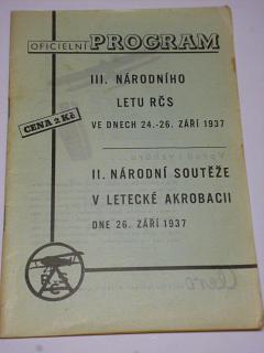 Oficielní program III. národního letu RČS 24.-26. 9. 1937