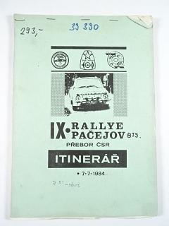 IX. Rallye Pačejov - přebor ČSR - itinerář - 1984