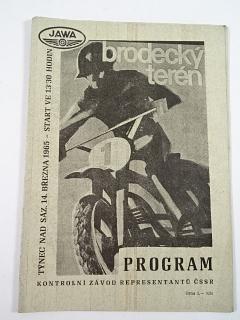 Brodecký terén - kontrolní závod representantů ČSSR - Týnec nad Sázavou - 14. 3. 1965 - program - JAWA