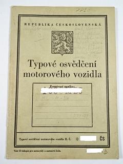 ČZ 150 r. v. 1951 - typové osvědčení motorového vozidla