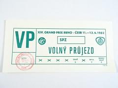 XIV. Grand Prix Brno - ČSSR -  11. - 13. 6. 1982 - volný průjezd