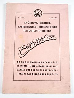ČZ 175 505 skútrová tříkolka - seznam náhradních dílů - 1963
