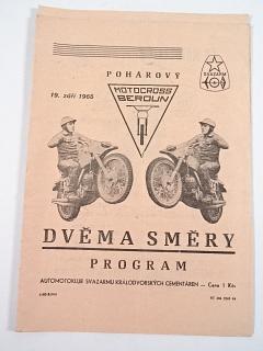 Pohárový motocross Beroun - Dvěma směry - 19. 9. 1965 - program