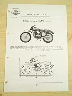 JAWA 250 ccm - terénní motocykl - katalogový list - 1960