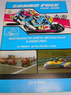 Grand Prix ČSSR Brno - Mistrovství světa motocyklů a sidecarů ve třídách 80, 125, 250, 500 a side - 23. 8. 1987 - program