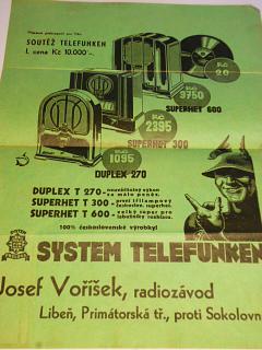 System Telefunken - Josef Voříšek, radiozávod Libeň - leták