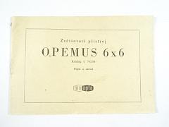 Meopta - zvětšovací přístroj Opemus 6 x 6 - popis a návod - 1963