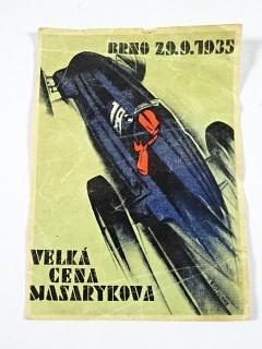Velká cena Masarykova - Brno 29. 9. 1935 - obtisk - nálepka ?