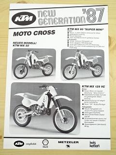 KTM 1987 - Moto Cross - MX 50, MX 80, MX 125 VC, MX 250 VC, MX 500-87 - prospekt