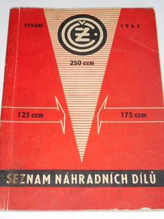 ČZ 125/453, 175/450, 250/455 - 1965 - seznam náhradních dílů