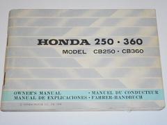 Honda 250, 360 model CB 250, CB 350 Owner´s manual 1974