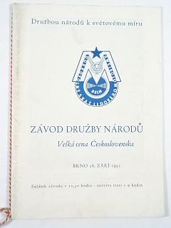 Závod družby národů - Velká cena Československa - Brno 28. září 1952 - program