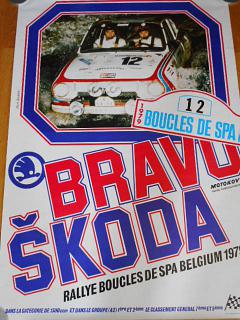 Bravo Škoda - Rallye Boucles de SPA Belgium 1979 - plakát - Škoda 130 RS - Motokov