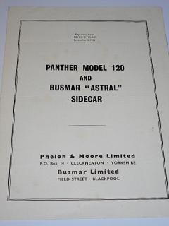 Panther model 120 and Busmar Astral Sidecar - prospekt - 1958