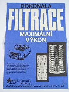 Dokonalá filtrace - maximální výkon - prospekt - Jihočeské papírny - Škoda, Lada, Fiat, Simca, Moskvič...