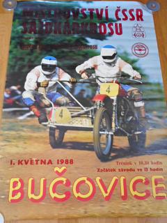 Mistrovství ČSSR sajdkárkrosu - Bučovice 1. 5. 1988 - plakát