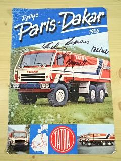 Tatra 815 - Rallye Paris Dakar - 1986 - plakát - podpis Karel Loprais, Radomír Stachura, Jaroslav Krpec, Miroslav Gumulec, Zdeněk Kahánek