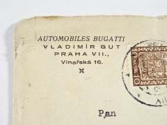 Automobiles Bugatti - Vladimír Gut, Praha - firemní obálka