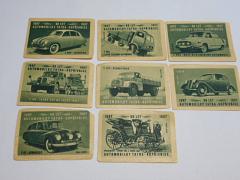 Automobily Tatra Kopřivnice - 60 let - 1897 - 1957 - nálepky na zápalkové krabičky