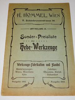H. Hommel, Wien - Sonder - Preisliste über Hebe - Werkzeuge - 1902