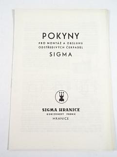 Sigma Hranice - pokyny pro montáž a obsluhu odstředivých čerpadel