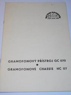 Supraphon - Gramofonový přístroj GC 070, gramofonové chassis HC 07