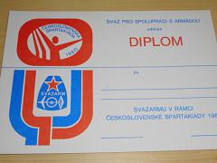 Svazarm - Svaz pro spolupráci s armádou - Československá spartakiáda 1980 - diplom