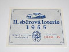 Sběrné suroviny - II. sběrová loterie 1955 - los