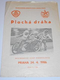Plochá dráha - Praha Markéta - 24. 4. 1986 - startovní listina