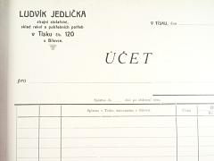 Ludvík Jedlička - strojní stolařství, sklad rakví a pohřebních potřeb - Tísek u Bílovce - účet