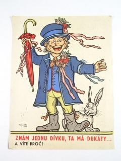 Znám jednu dívku, ta má dukáty... A víte proč? - leták Sběrné suroviny - 1967 - Neprakta