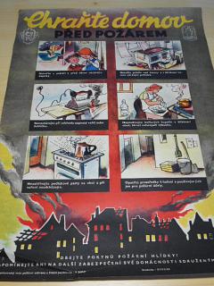 Chraňte domov před požárem - dbejte pokynů požární hlídky! plakát - 1955