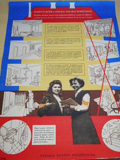 Domovní hlídka zárukou požární bezpečnosti - plakát - 1953 - Státní pojišťovna