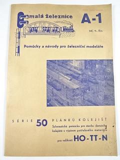 Série 50 plánků kolejišť pro velikosti H0 - TT - N - malá železnice A-1 - 1970