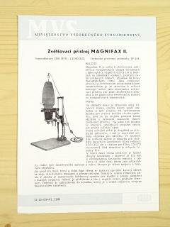 Meopta - zvětšovací přístroj Magnifax II. - prospekt - 1959