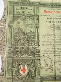 Magyar szent korona országainak vörös - kereszt egylete - Kisorsolási Kötvény - Prämien Schuldverschreibung - 1882