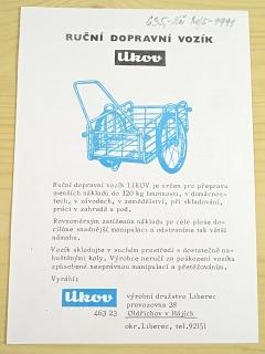 Ruční dopravní vozík Likov - prospekt - 1991