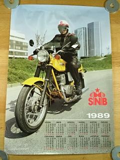 JAWA 350 typ 638 - SNB 1989 - plakát - kalendář - VB - Policie