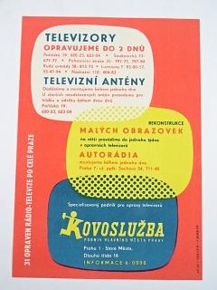 Kovoslužba - televizory, antény, autorádia - leták