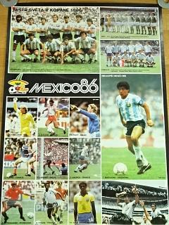 Mexico 1986 - mistrovství světa v kopané - plakát - Maradona - fotbal