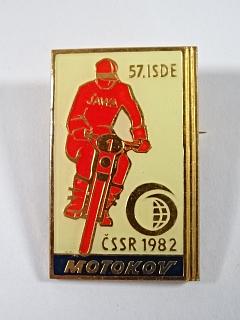 Jawa - 57. ISDE ČSSR 1982 - šestidenní - přívěsek na klíče + odznak - Motokov