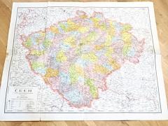 Místopisná, silniční a železniční mapa Čech