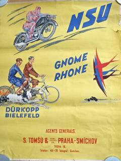 NSU - Gnome Rhone - Dürkopp Bielefeld - plakát - S. Tomšů a spol, Praha - Smíchov