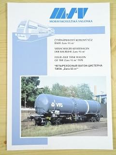 MSV - Moravskoslezská vagonka Studénka - čtyřnápravový kotlový vůz řady Zans 93 m3 - prospekt