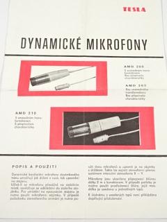 Tesla - dynamické mikrofony - popis a použití - 1976