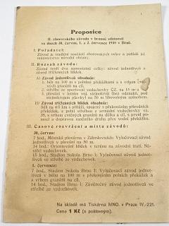Proposice II. zborovského závodu v branné zdatnosti ve dnech 30. června, 1. a 2. července 1938 v Brně